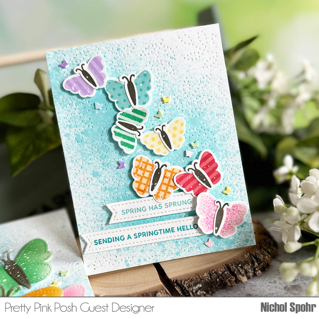 Pretty Pink Posh Decorative Butterflies Clear Stamps hello | color-code:ALT01