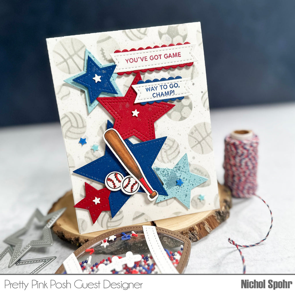 Pretty Pink Posh Sports Clear Stamp and Die Set way to go | color-code:ALT01