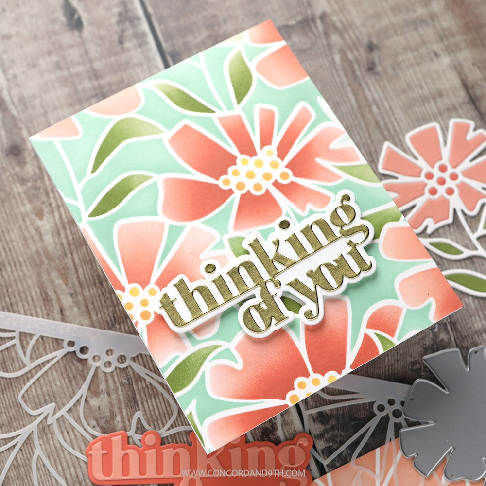 PREORDER Concord & 9th Kristina Werner Cheerful Flowers Stencil Set kw1055 pink