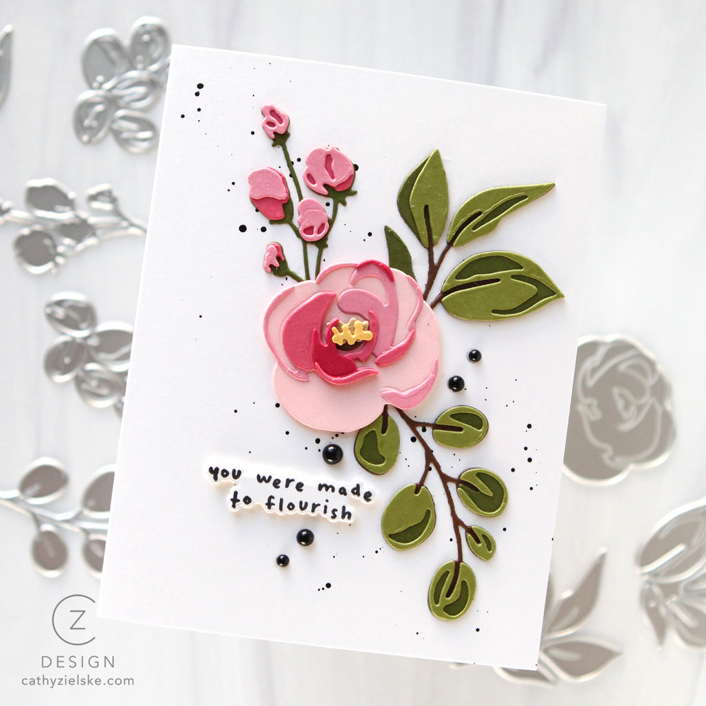 PREORDER Simon Says Stamp Card Kit of the Month August 2026 Made to Flourish ck0826 Cathy Zielske Pink Rose Card | color-code:ALT09