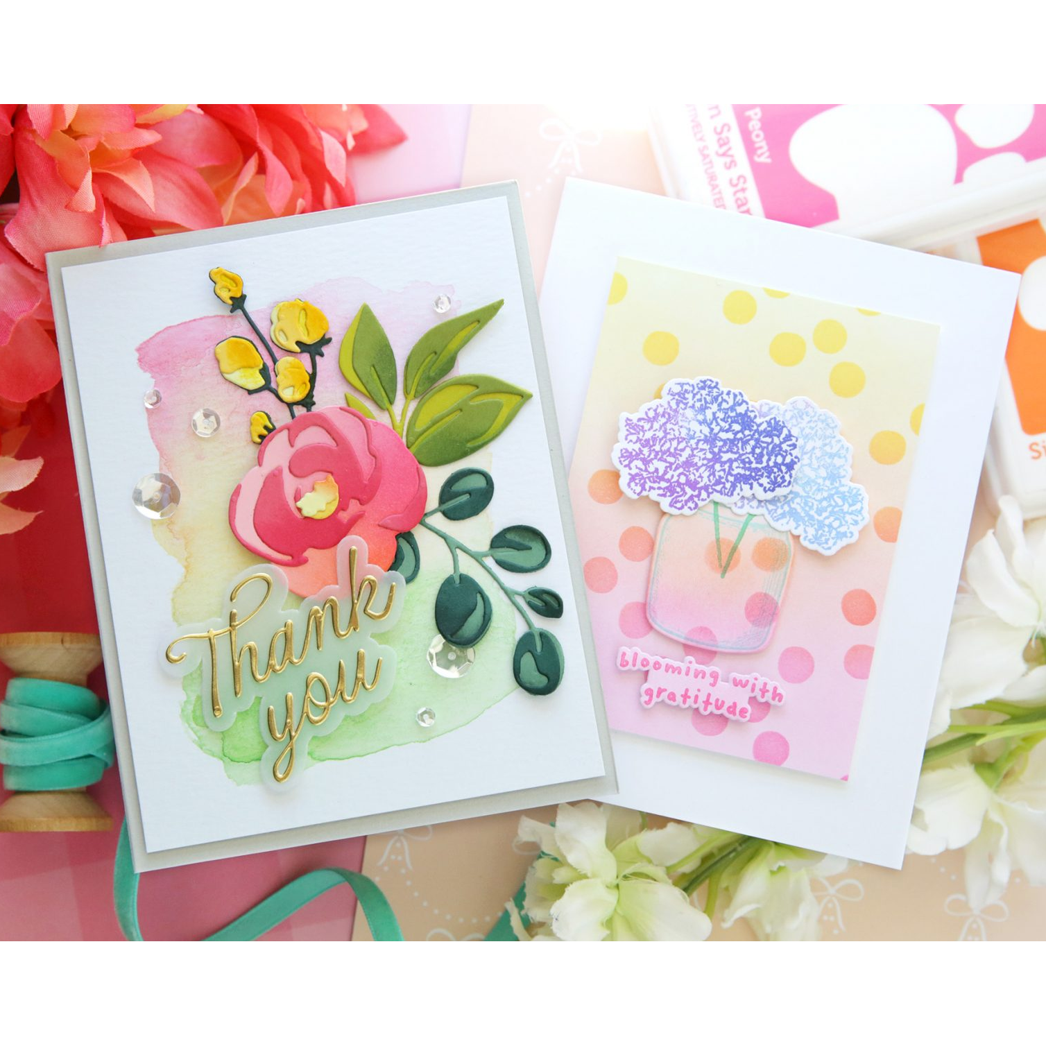 PREORDER Simon Says Stamp Card Kit of the Month August 2026 Made to Flourish ck0826 Laura Bassen Colorful Floral Thank You Cards | color-code:ALT17