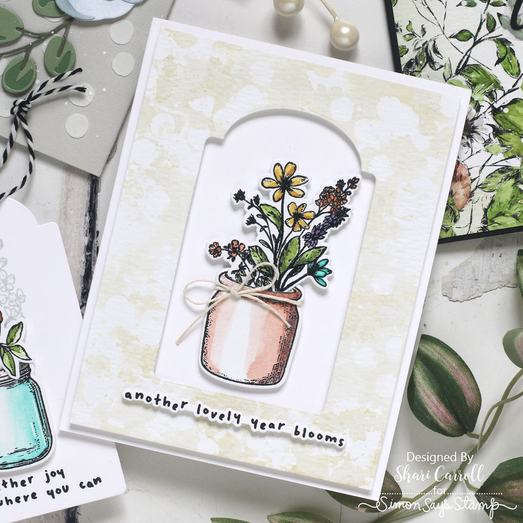 PREORDER Simon Says Stamp Card Kit of the Month August 2026 Made to Flourish ck0826 Shari Carroll Flowers in an Arch Birthday Card