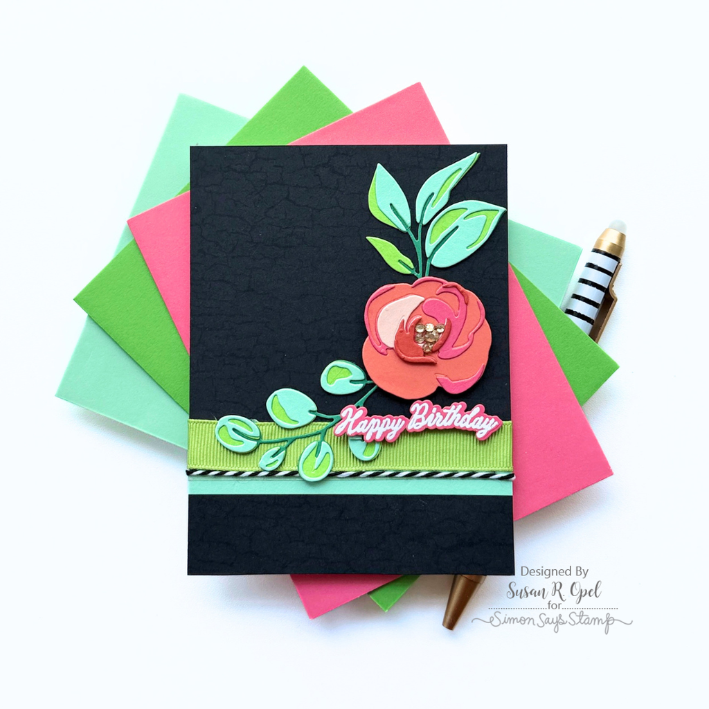 PREORDER Simon Says Stamp Card Kit of the Month August 2026 Made to Flourish ck0826 Susan R. Opel Bold Flower Birthday Card