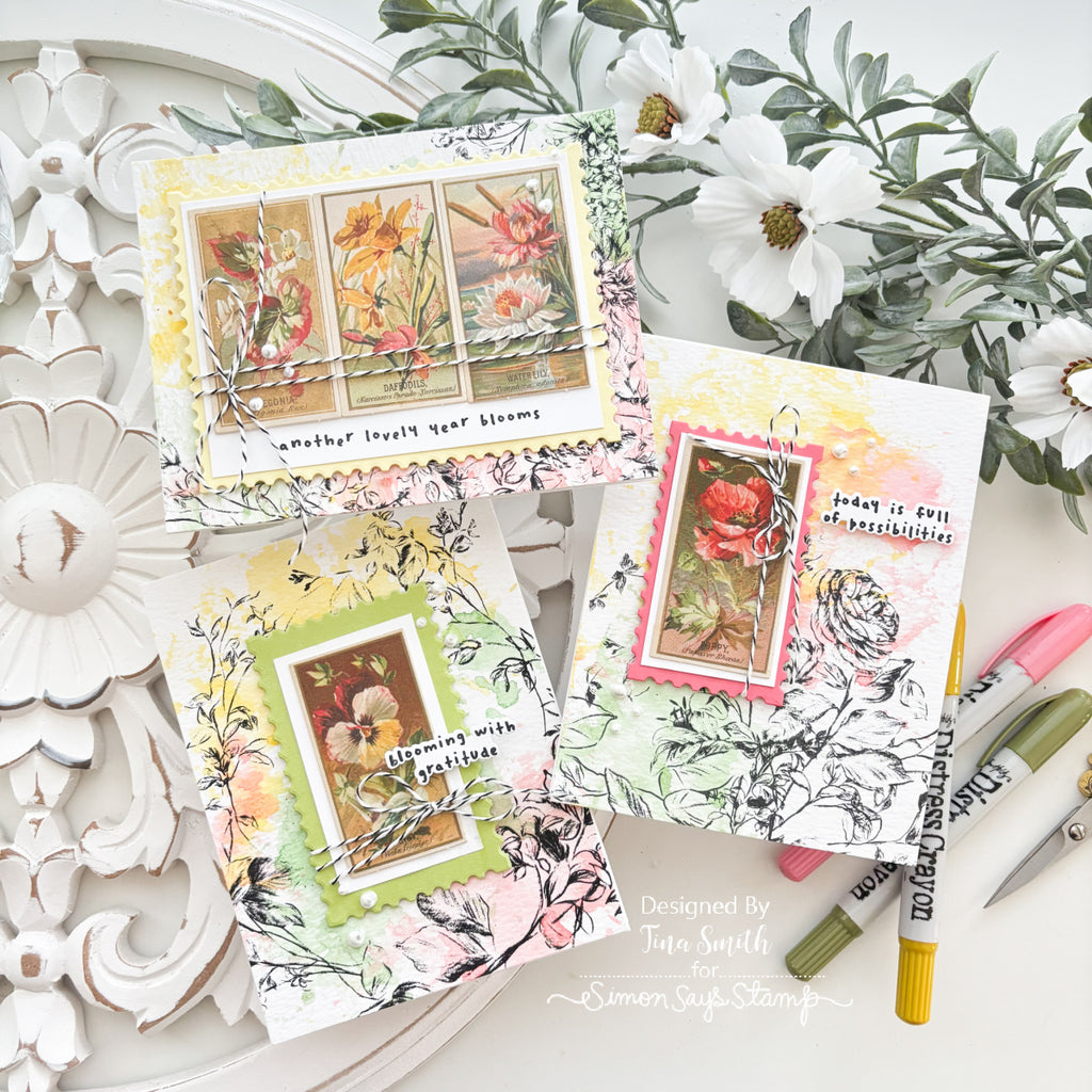 PREORDER Simon Says Stamp Card Kit of the Month August 2026 Made to Flourish ck0826 Tina Smith Watercolor Florals Cards | color-code:ALT13