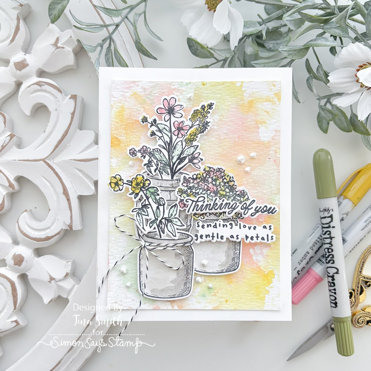 PREORDER Simon Says Stamp Card Kit of the Month August 2026 Made to Flourish ck0826 Tina Smith Watercolor Thinking of You Card | color-code:ALT14