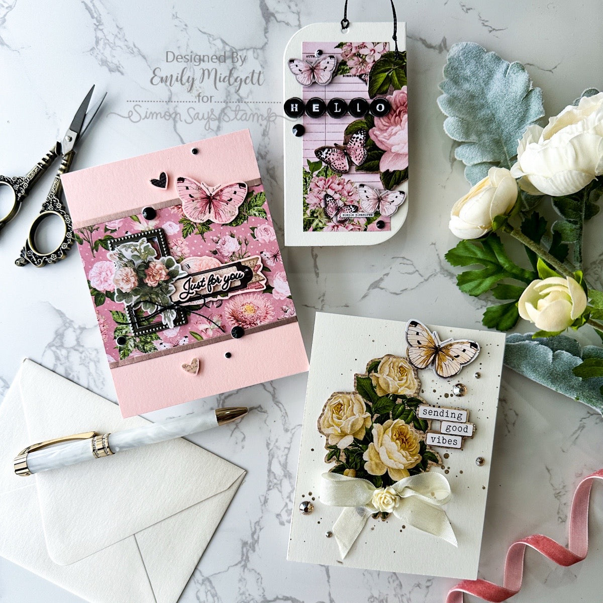 PREORDER Simon Says Stamp Card Kit of the Month May 2026 Long Stem Florals ck0526 Floral Cards and Tag Emily Midgett | color-code:ALT01