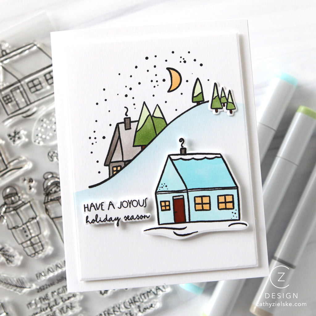 PREORDER Simon Says Stamp Card Kit of the Month November 2026 Jolly Season ck1126 Cathy Zielske Cozy Holiday Home Card