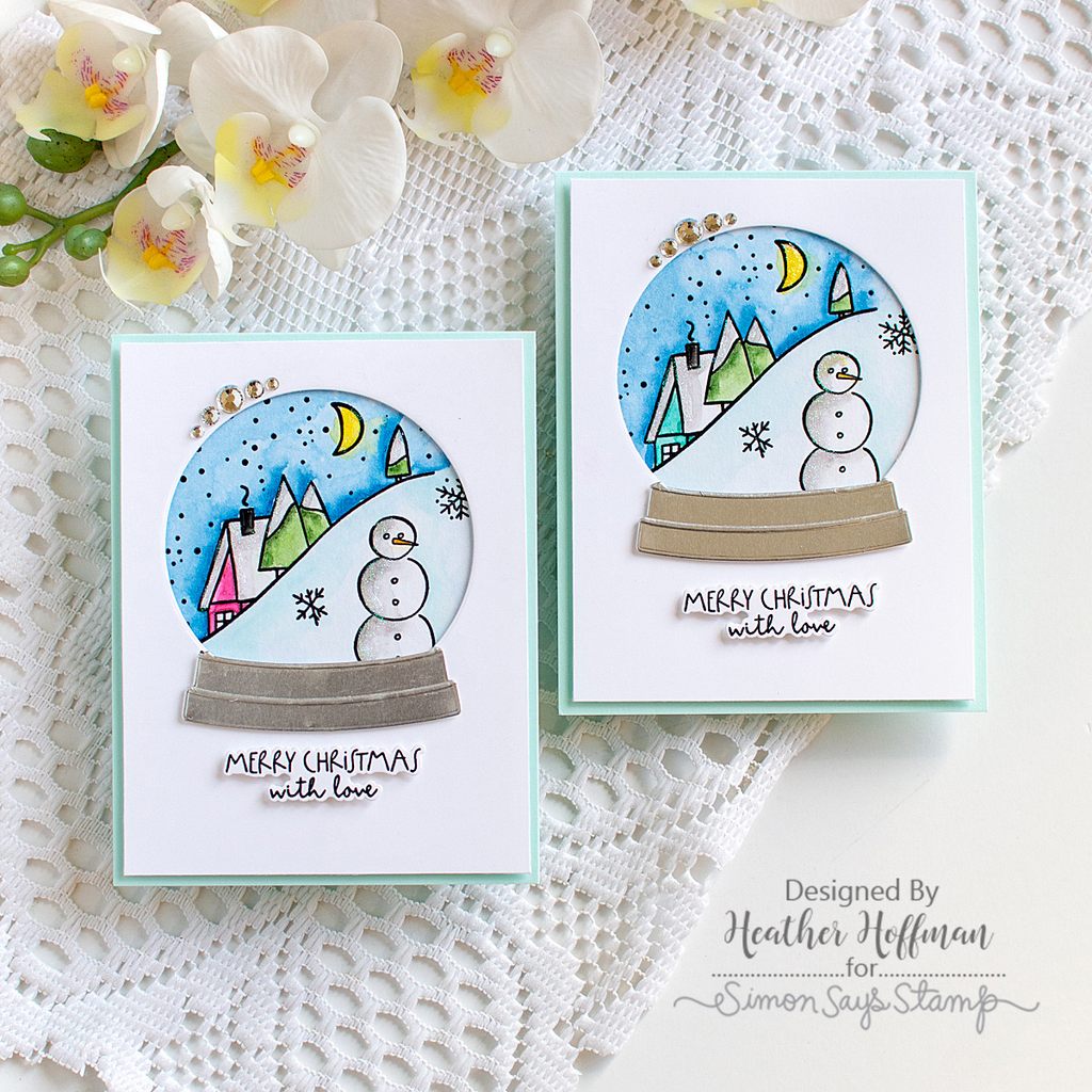 PREORDER Simon Says Stamp Card Kit of the Month November 2026 Jolly Season ck1126 Heather Hoffman Snowman in a Snow Globe Christmas Card Set
