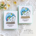 PREORDER Simon Says Stamp Card Kit of the Month November 2026 Jolly Season ck1126 Heather Hoffman Snowman in a Snow Globe Christmas Card Set