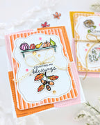 PREORDER Simon Says Stamp Card Kit of the Month October 2026 Homespun Gratitude ck1026 Counting My Blessings Card pink and Orange anne Fiene