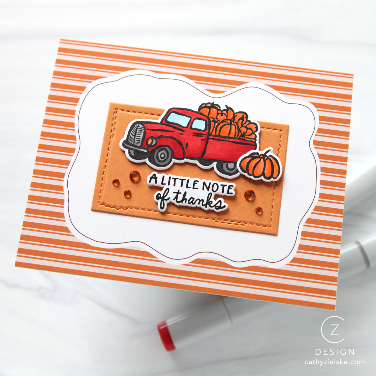 PREORDER Simon Says Stamp Card Kit of the Month October 2026 Homespun Gratitude ck1026 Thanks Card Cath Zielske Red Pick-up