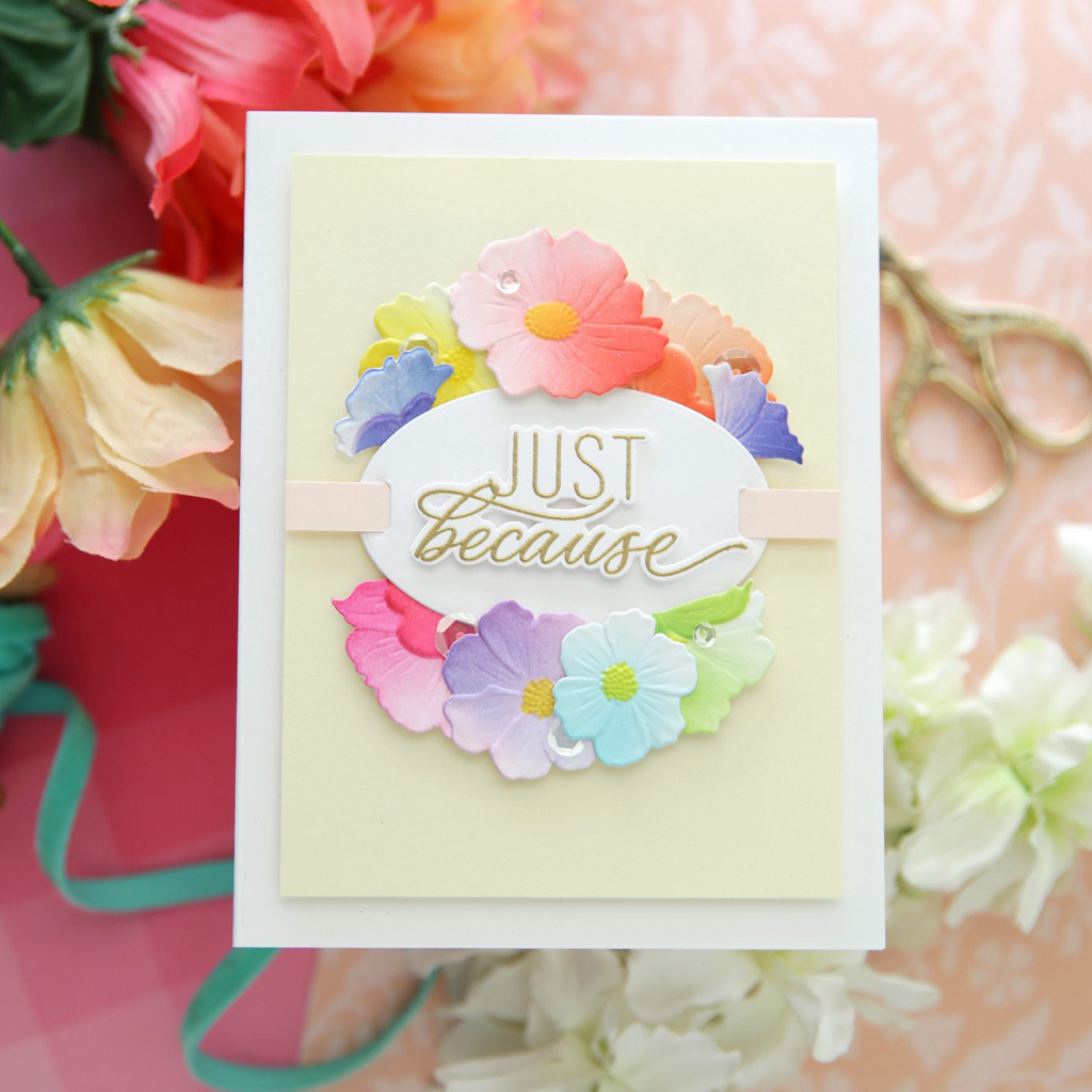 PREORDER Simon Says Stamp Card Kit of the Month September 2026 Simply Shabby ck0926 Laura Bassen Various Colored Flowers Just Because Card | color-code:ALT18