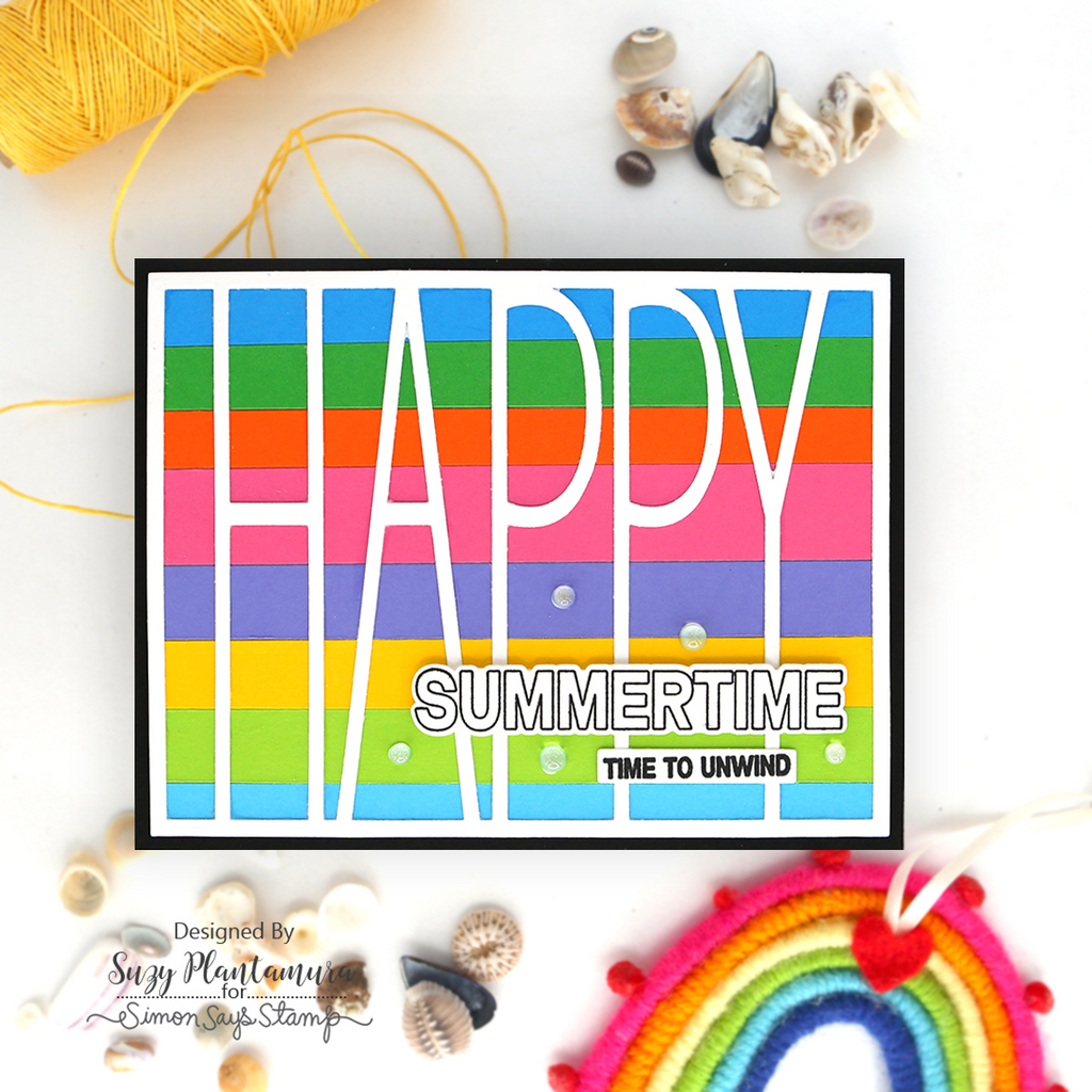 PREORDER Simon Says Stamp Tall Happy Cover Wafer Die 1622md Shine On Horizontal Stripes Summer Card Suzy Plantamura | color-code:ALT0
