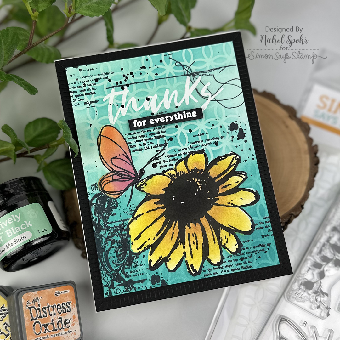 PREORDER Simon Says Stamps Dies and Stencils A Little Artsy set1214la Sunflower Thanks Card Nichol Spohr | color-code:ALT07