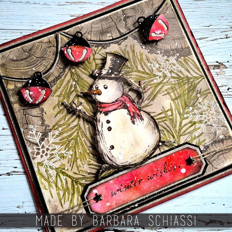 PREORDER Tim Holtz Cling Rubber Stamps Mr. Frostie cms499 bells