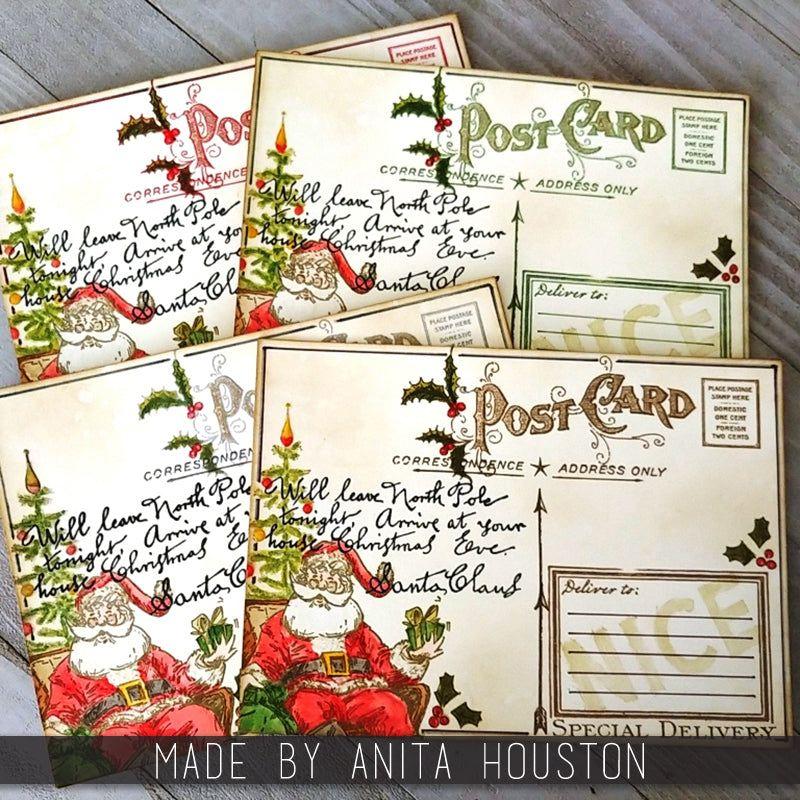 PREORDER Tim Holtz Cling Rubber Stamps Santa Visit cms500 postcard