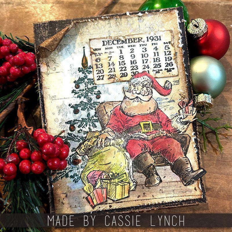 PREORDER Tim Holtz Cling Rubber Stamps Santa Visit cms500 tree