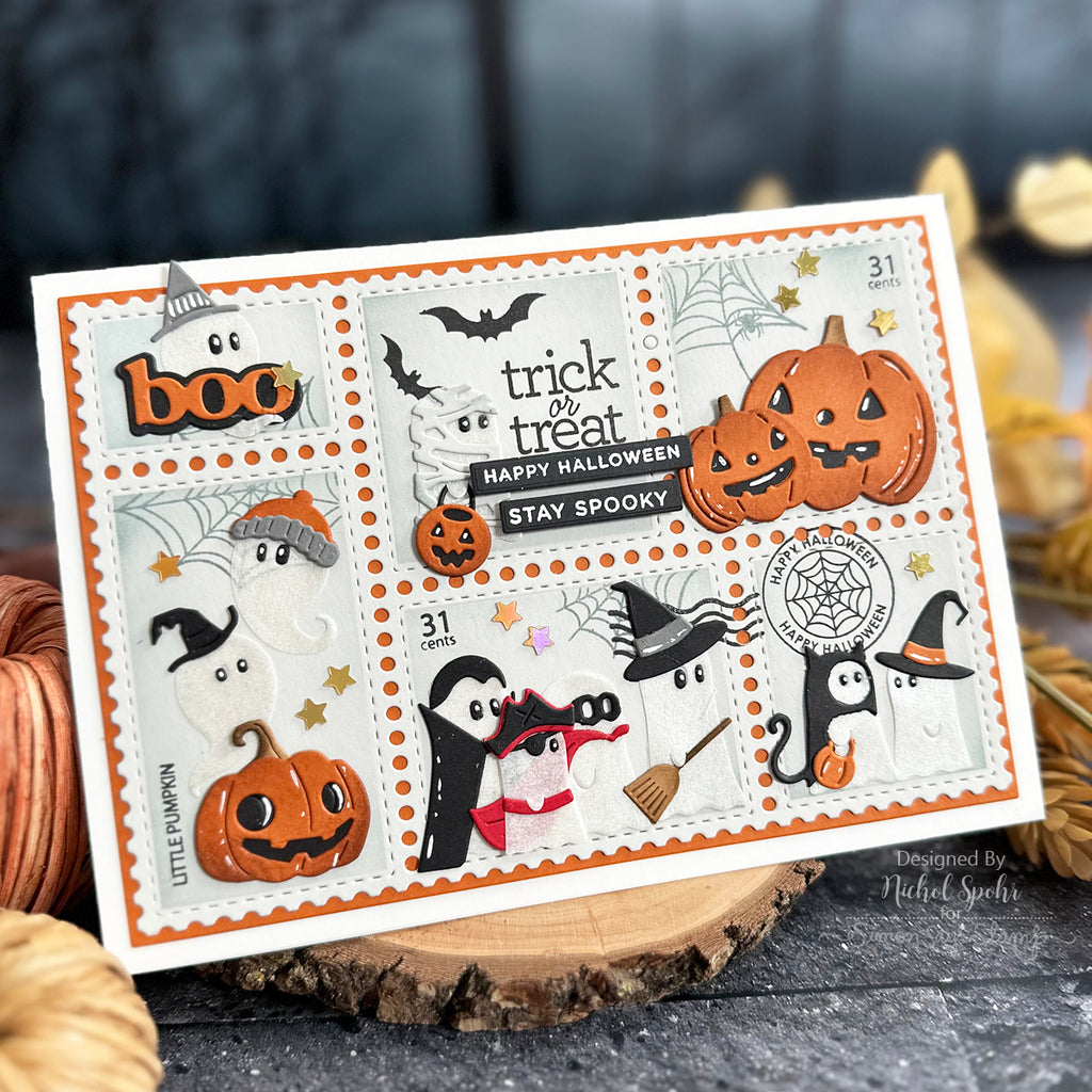 PREORDER Waffle Flower Postage Collage A7 Dies 421584 pumpkins | color-code:ALT03