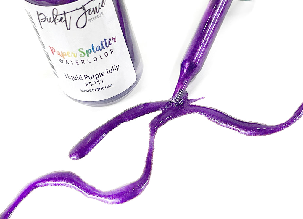 Picket Fence Studios Paper Splatter Watercolor Liquid Purple Tulip ps-111 close up