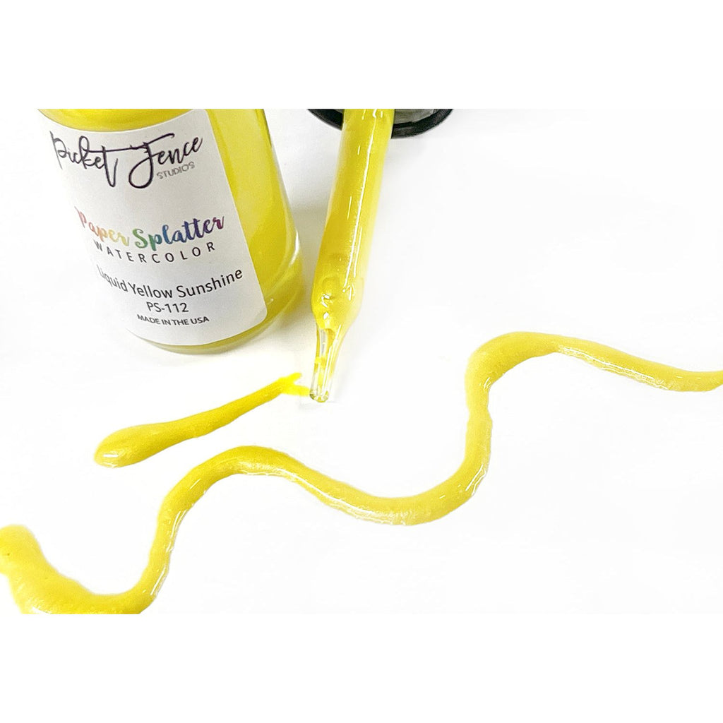 Picket Fence Studios Paper Splatter Watercolor Liquid Yellow Sunshine ps-112 close up