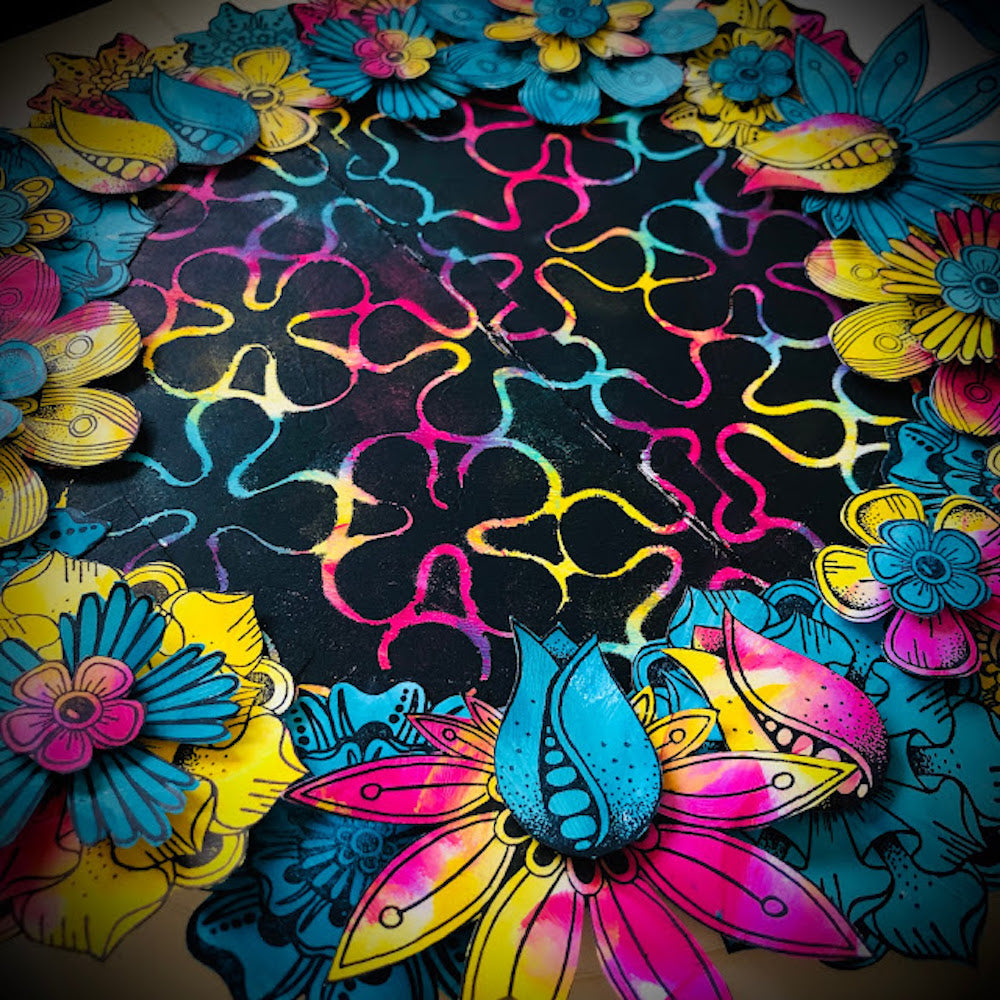 Paper Artsy Tracy Scott Large Stencil ps384 floral stencil journal page