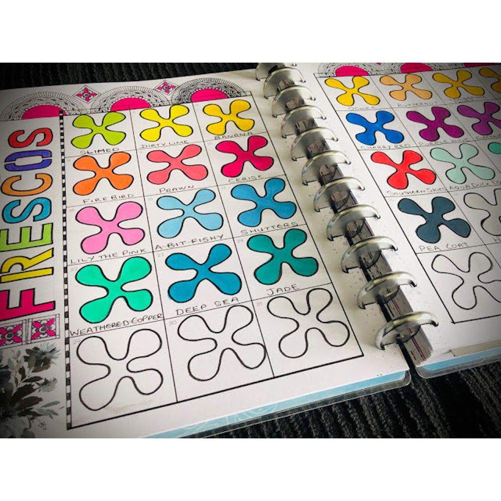 Paper Artsy Tracy Scott Large Stencil ps384 floral stencil swatch book