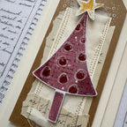 PaperArtsy Kate Crane Stencil ps532 purple tree gold sparkle star card