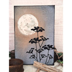 PaperArtsy Mags Woodcock Stencil ps537 full moon black flowers with stems card