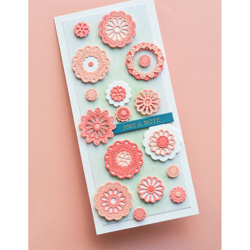 Poppy Stamps MODEST GREETINGS 1 Hot Foil Plate and Die psf802 just a note
