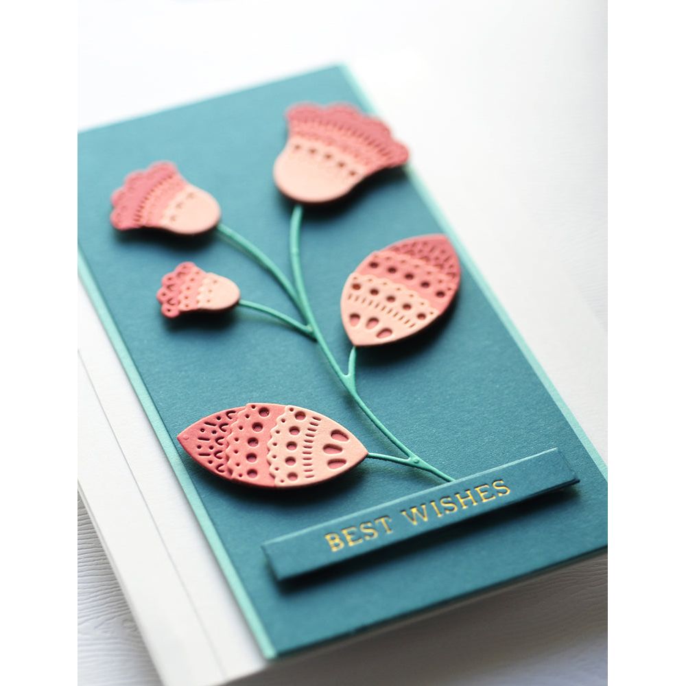 Poppy Stamps MODEST GREETINGS 1 Hot Foil Plate and Die psf802 best wishes