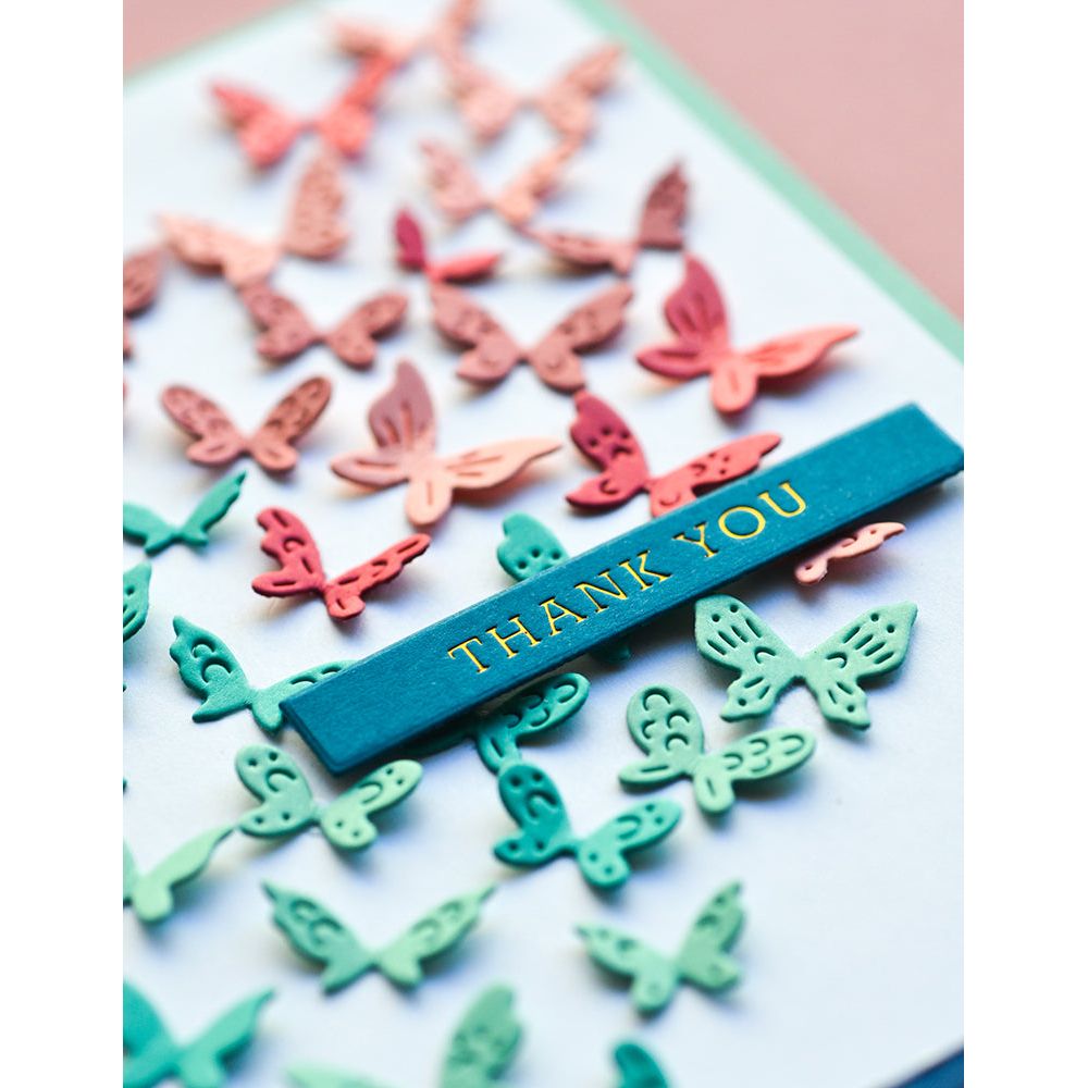 Poppy Stamps MODEST GREETINGS 1 Hot Foil Plate and Die psf802 thank you