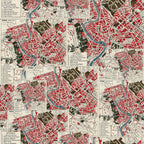 Tim Holtz Fabric By The Yard Red Map pwth223 Eclectic Elements Palette