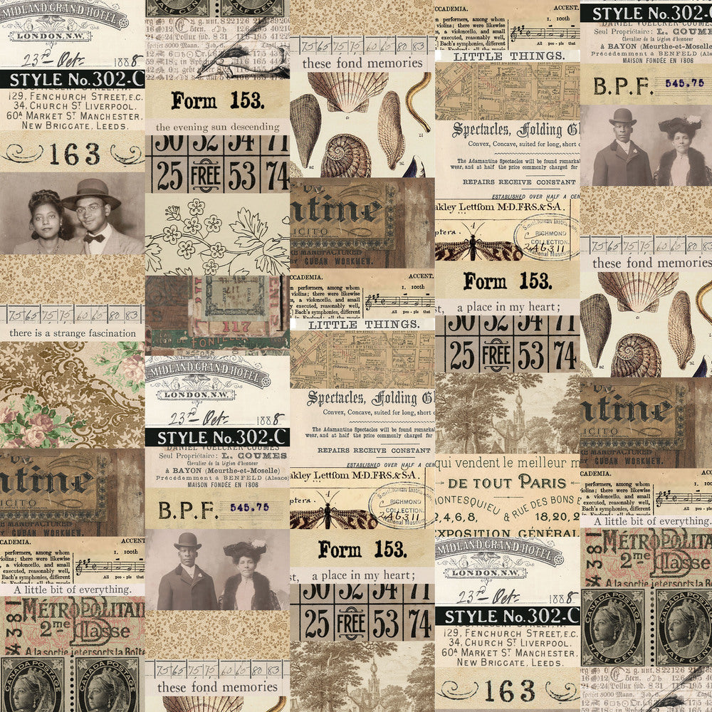 Tim Holtz Fabric By The Yard Neutral Collage pwth250 Eclectic Elements Palette