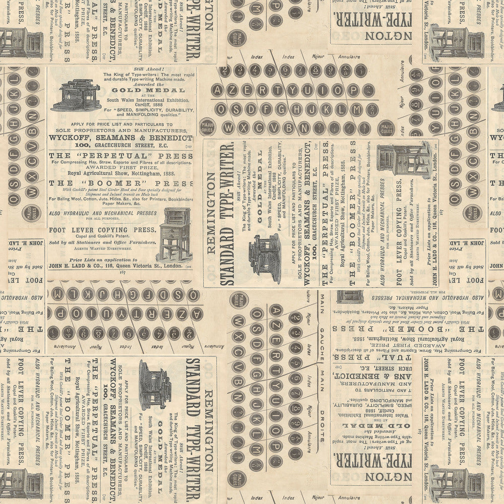 Tim Holtz Fabric By The Yard Neutral Typewriter pwth254 Eclectic Elements Palette
