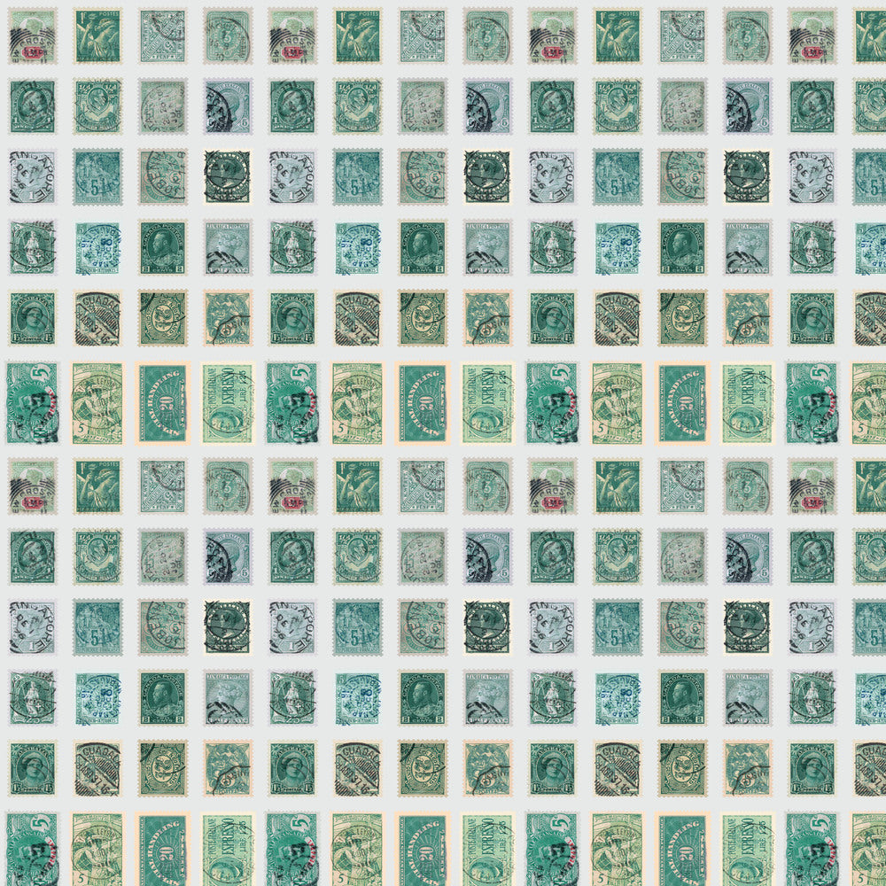 Tim Holtz Fabric By The Yard Teal Stamps pwth271 Eclectic Elements Palette