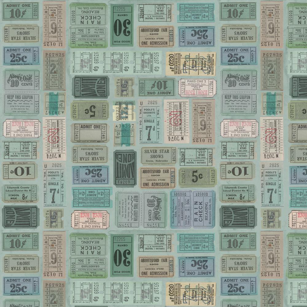 Tim Holtz Fabric By The Yard Teal Tickets pwth272 Eclectic Elements Palette
