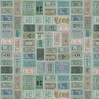 Tim Holtz Fabric By The Yard Teal Tickets pwth272 Eclectic Elements Palette