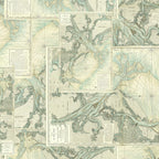 Tim Holtz Fabric By The Yard Teal Map pwth273 Eclectic Elements Palette