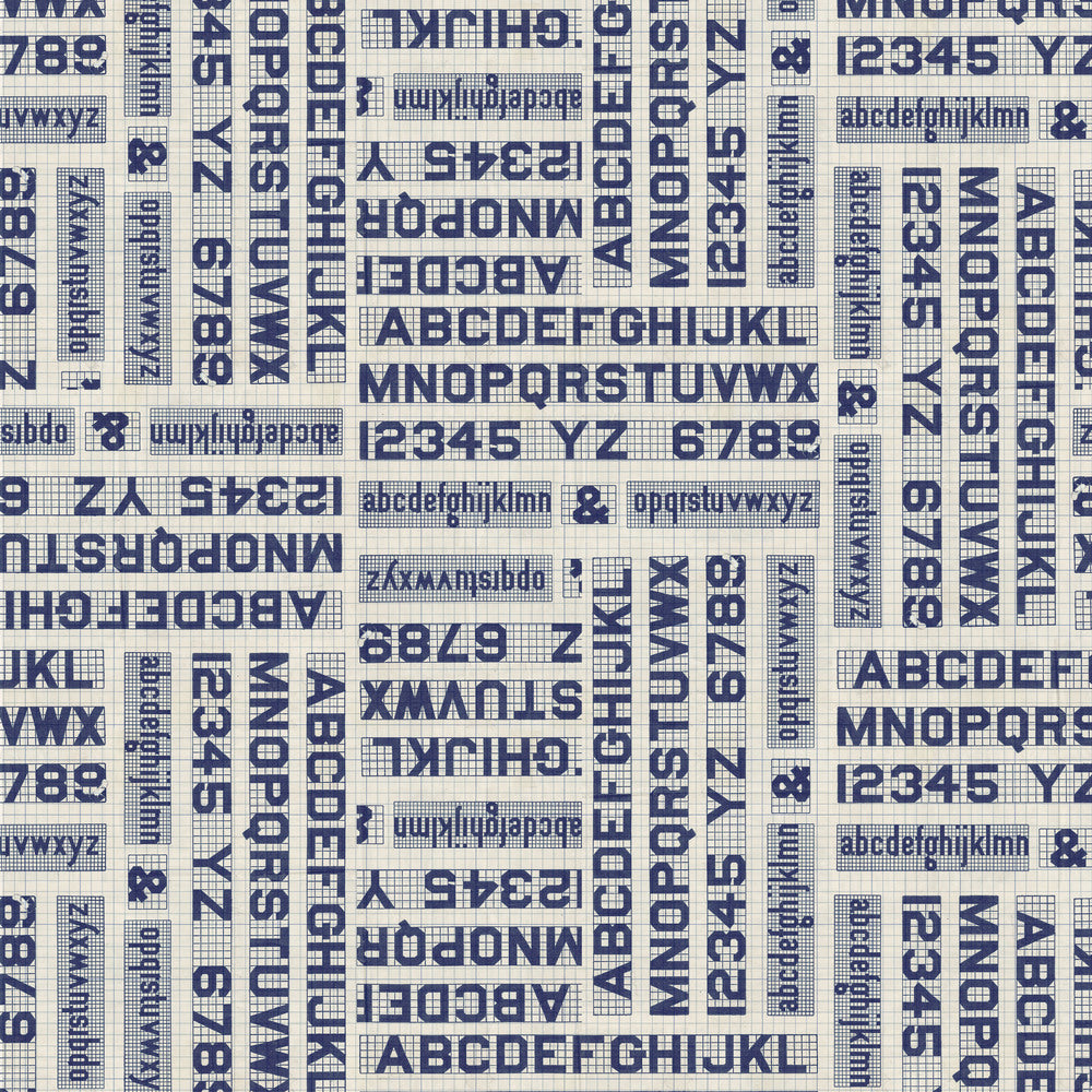 Tim Holtz Fabric By The Yard Indigo Typography pwth295 Eclectic Elements Palette