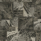 Tim Holtz Fabric By The Yard Charcoal Map pwth313 Eclectic Elements Palette