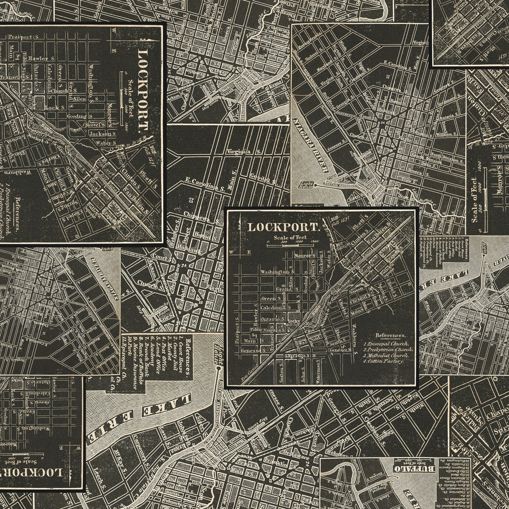Tim Holtz Fabric By The Yard Charcoal Map pwth313 Eclectic Elements Palette