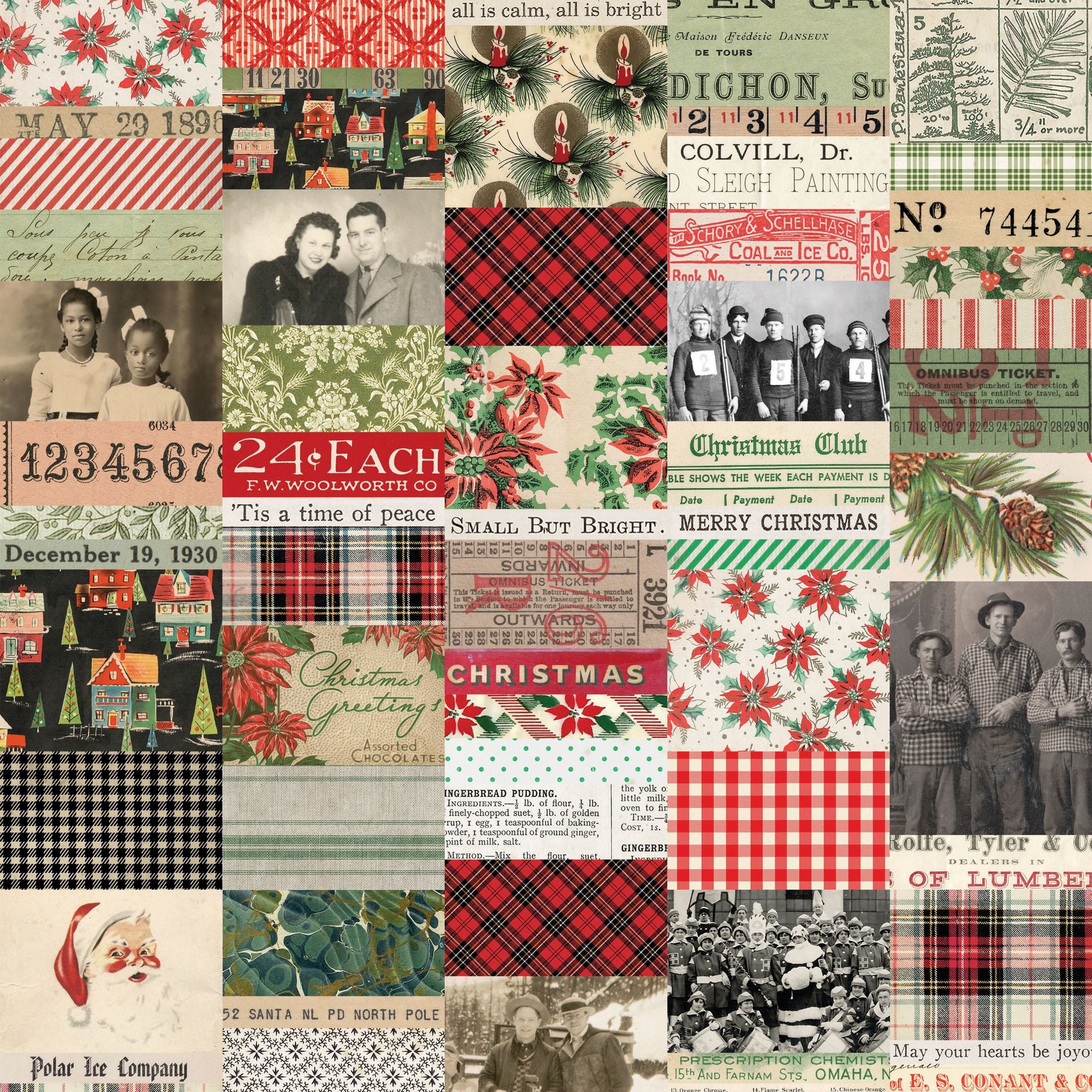 Tim Holtz Fabric By The Yard Christmas Collage pwth335 Eclectic Elements Palette