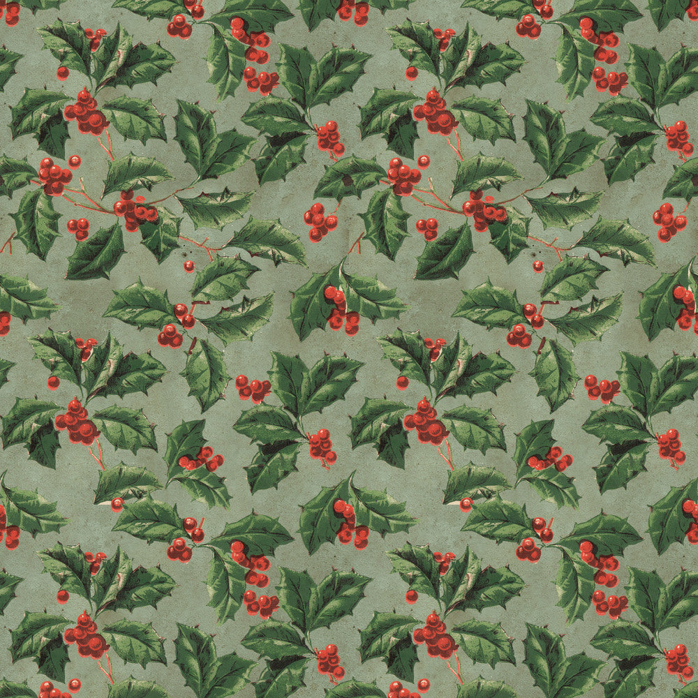 Tim Holtz Fabric By The Yard Christmas Holly pwth337 Eclectic Elements Palette