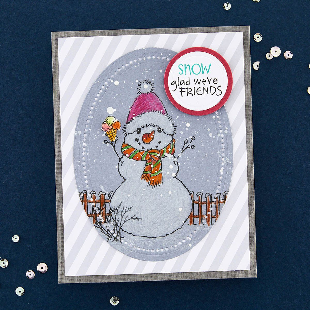 stp-218 Stampendous FransFormer Snowy Friends Clear Stamps glad we're friends