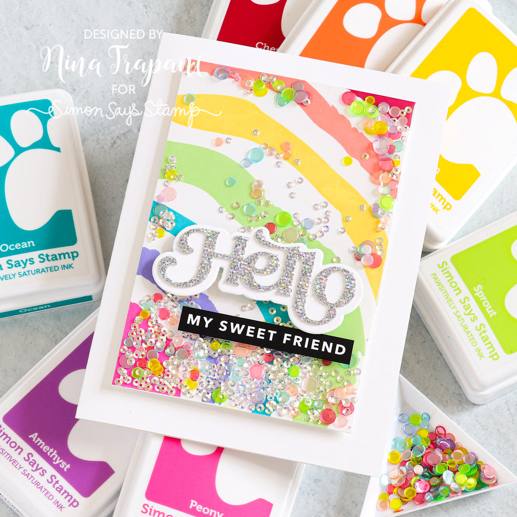 Simon Says Cling Stamps Painted Rainbow sss102699 Dear Friend Hello Shaker Card | color-code:ALT05