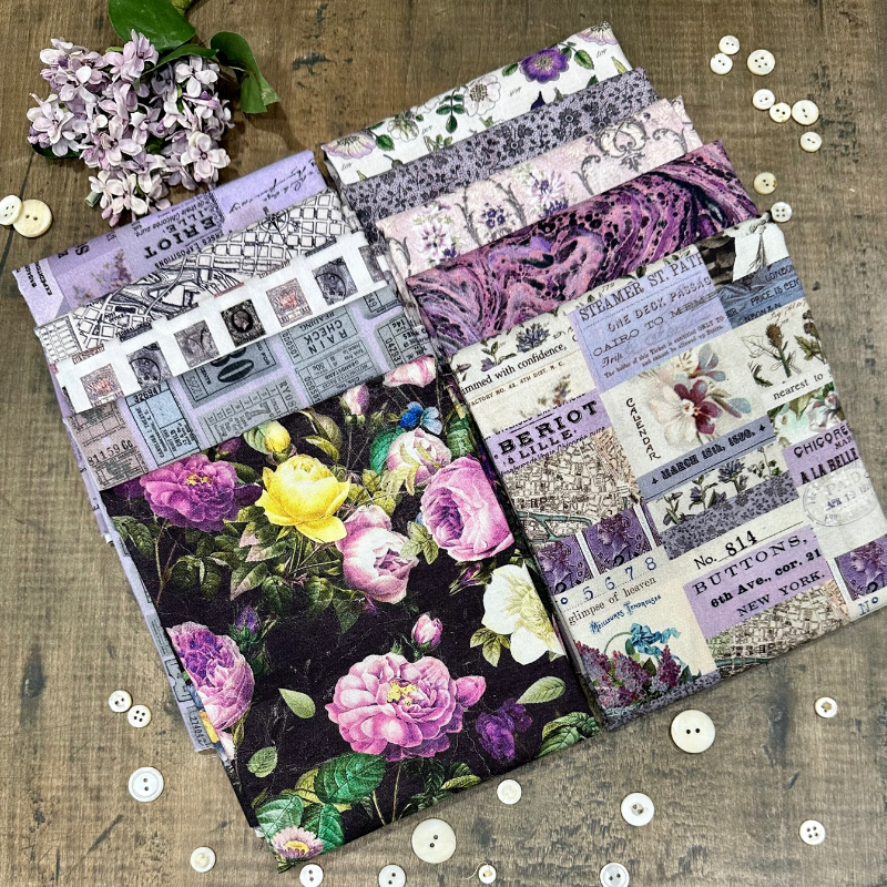Tim Holtz Fabric Palette Purple Bundle of 10 Fat Quarters | color-code:ALT01