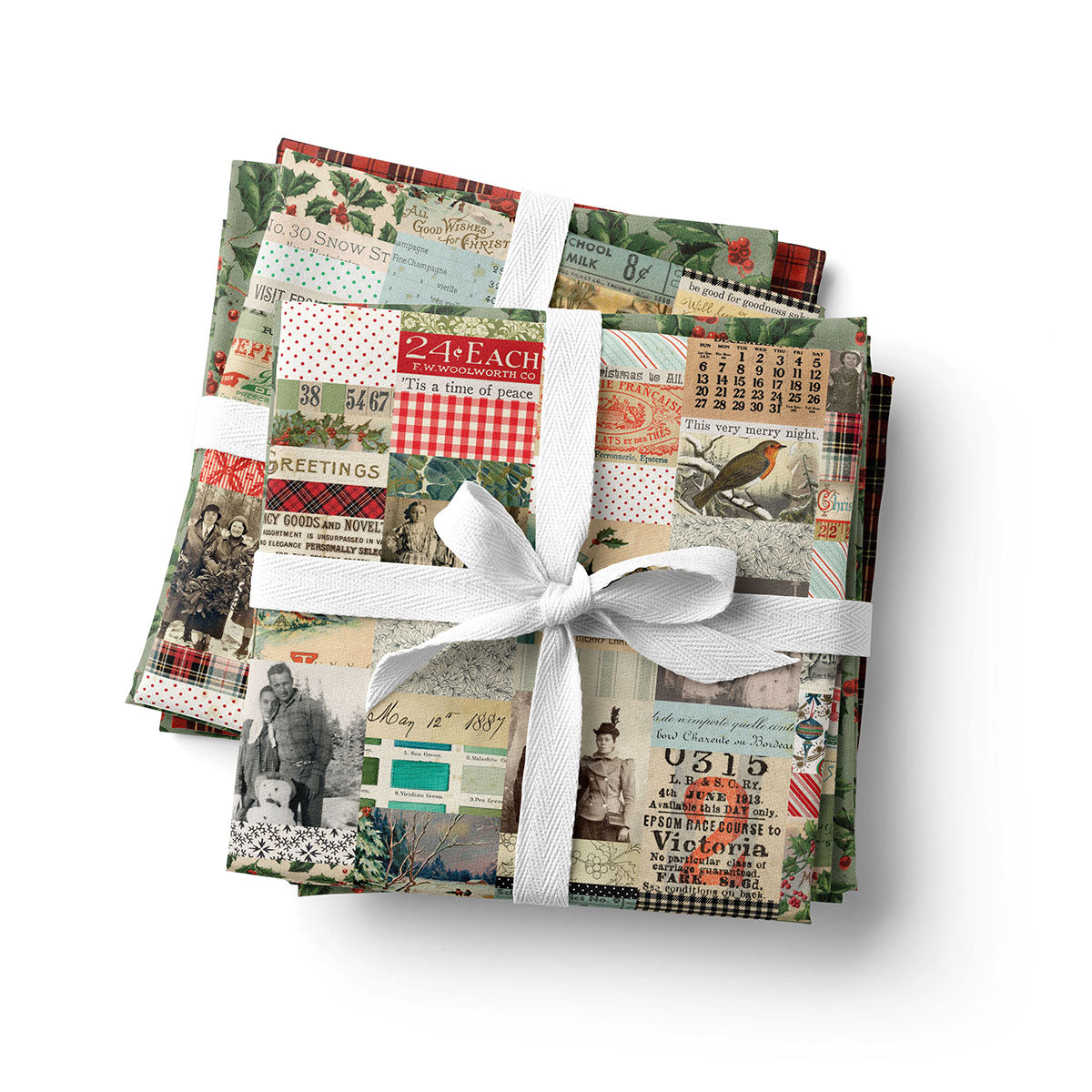 Tim Holtz Fabric Palette Canvas Cloth Christmas Bundle of 3 Fat Quarters