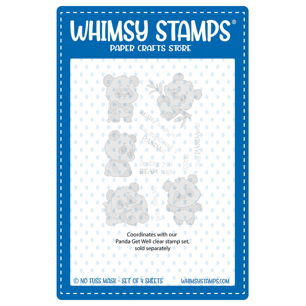 Whimsy Stamps Panda Get Well NoFuss Masks wsnfm37