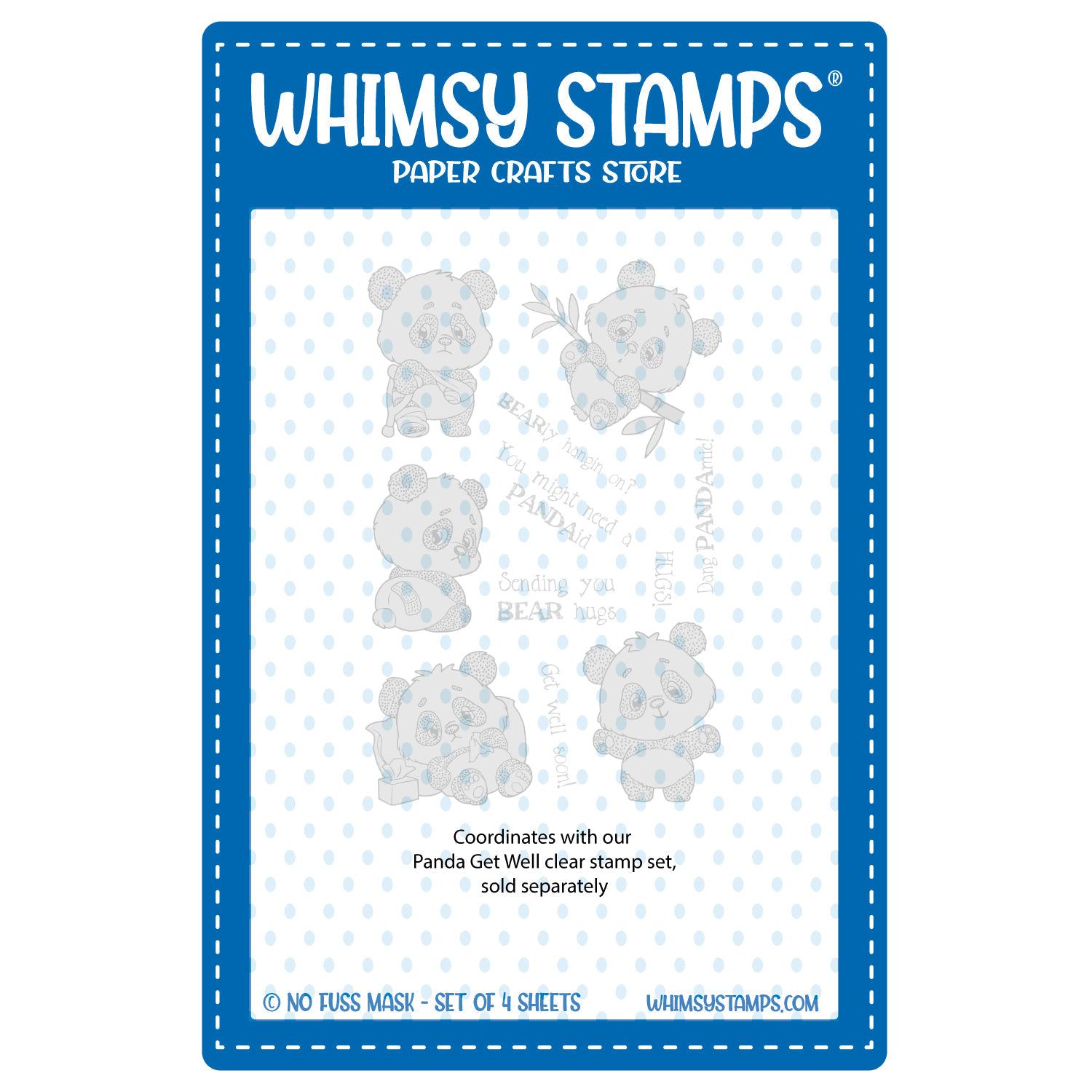 Whimsy Stamps Panda Get Well NoFuss Masks wsnfm37