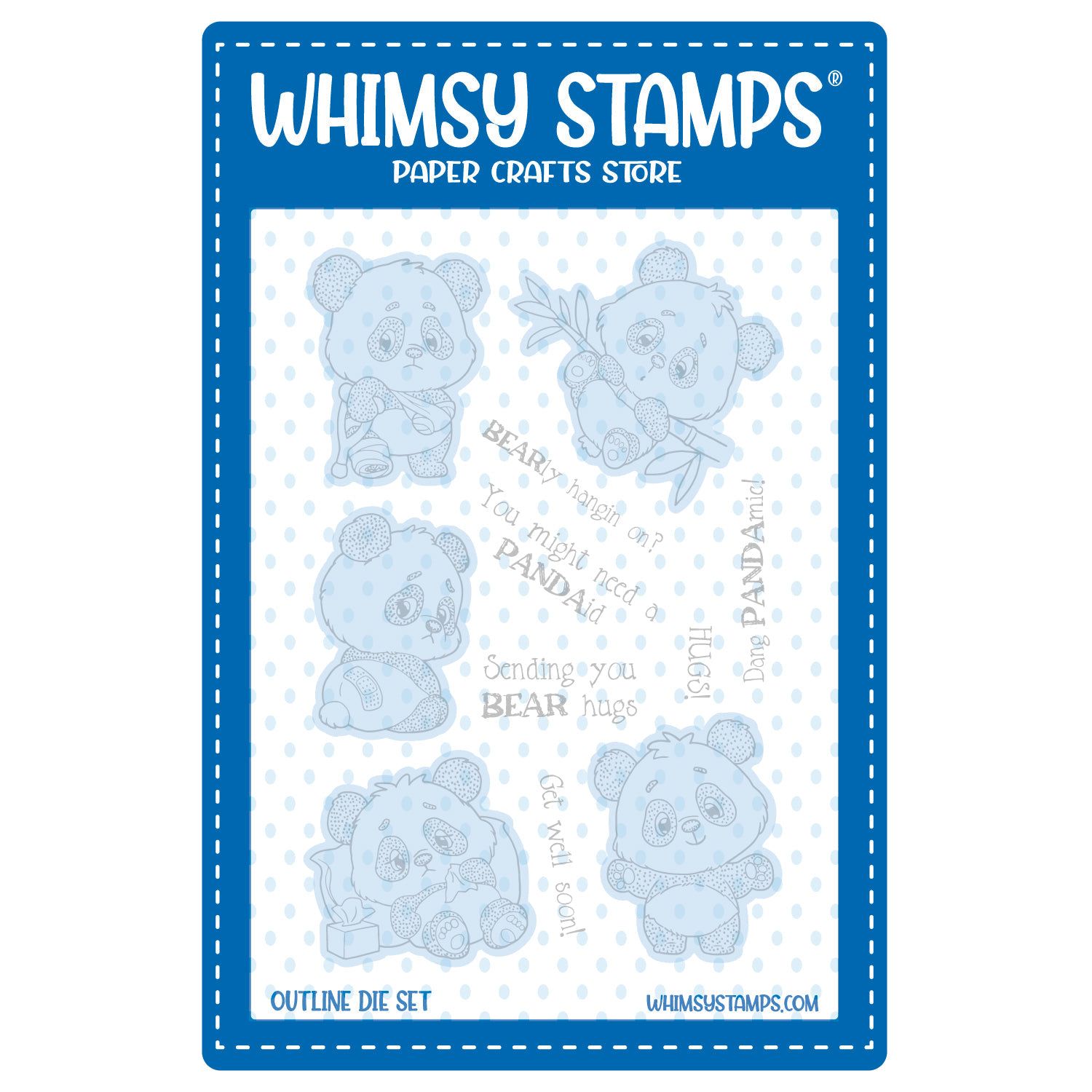 Whimsy Stamps Panda Get Well Outline Dies wsd289a